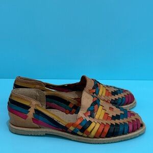Huarache de Trenza Tan Multicolor Leather Slip Ons - 6